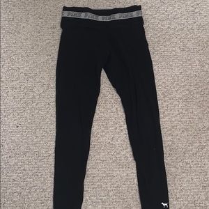 VS/Pink black leggings w grey pink band